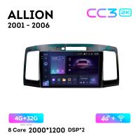 Teyes CC3 2К 9"  4/32 Гб 4G  для Toyota Allion 2001 - 2006