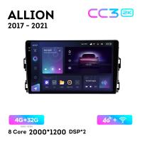 Teyes CC3 2К 9"  4/32 Гб 4G  для Toyota Allion 2017 - 2021