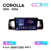 Teyes CC3 2К 9"  4/32 Гб 4G  для Toyota Corolla 2001 - 2006 Тип 2