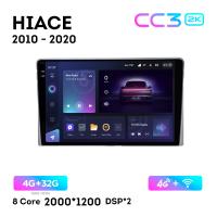 Teyes CC3 2К 10"  4/32 Гб 4G  для Toyota Hiace 2010 - 2020 Тип 1