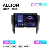 Teyes CC3 2К 9"  4/32 Гб 4G  для Toyota Allion 2007 - 2016
