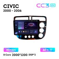 Teyes CC3 2К 9"  4/32 Гб 4G  для Honda Civic 2000 - 2006