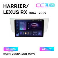 Teyes CC3 2К 10"  4/32 Гб 4G  для Toyota Harrier Lexus RX 2003-2009