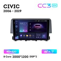 Teyes CC3 2К 9"  4/32 Гб 4G  для Honda Civic 2016 - 2019