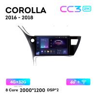 Teyes CC3 2К 10"  4/32 Гб 4G  для Toyota Corolla 2016 - 2018 LHD