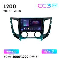 Teyes CC3 2К 9"  4/32 Гб 4G  для Mitsubishi L200 2015 - 2018 Тип 2
