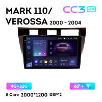 Teyes CC3 2К 9"  4/32 Гб 4G  для Toyota Mark 110 Verossa  2000 - 2004