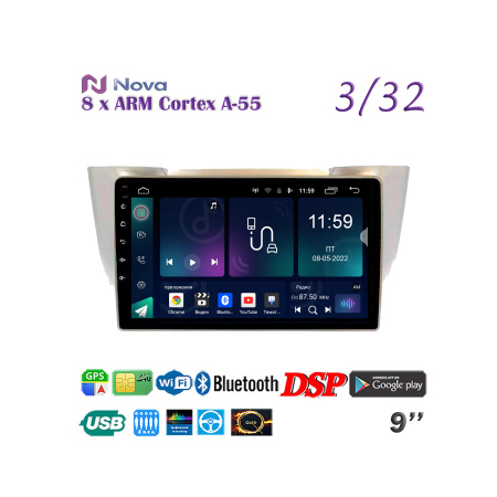 Nova P10 Pro  Qled 9" 4G  для Toyota Harrier Lexus RX 2003-2009