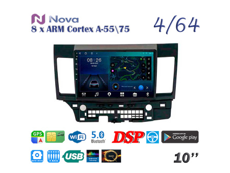 Nova Ts10  Qled 10" 4G  для Mitsubishi Lancer 2008 - 2020