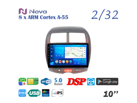 Nova Ts18  Qled 10" 4G  для Mitsubishi ASX, RVR 2010 - 2016