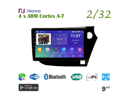 Nova A7 lite  iPs 9"  для Honda Insight 2009 - 2013