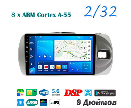 картинкаАвтомагнитола Nova Ts18   Qled 9" Андроид 12 Память 4/32 Гб 4G  для Toyota Vitz 2015 - 2020 Тип 1