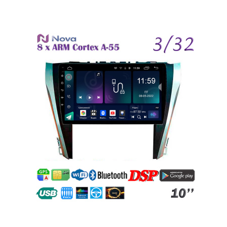 Nova P10 Pro  Qled 10" 4G  для Toyota Camry 2015 - 2018 Тип 2
