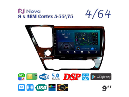 Nova Ts10  Qled  9" 4G  для Honda Civic 2013 - 2016 LHD